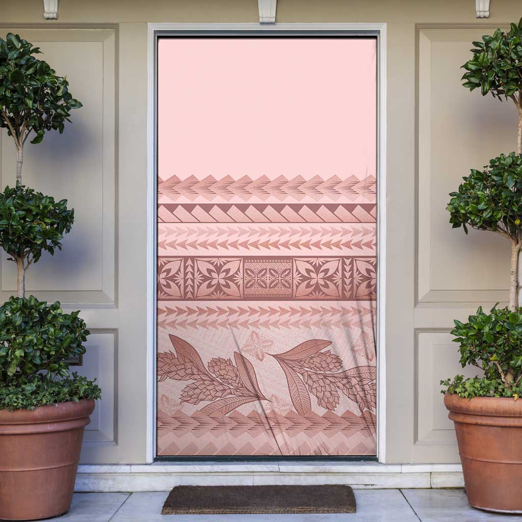 Pastel Pink Samoa Siapo Teuila Flowers Door Cover - Polynesian Pride