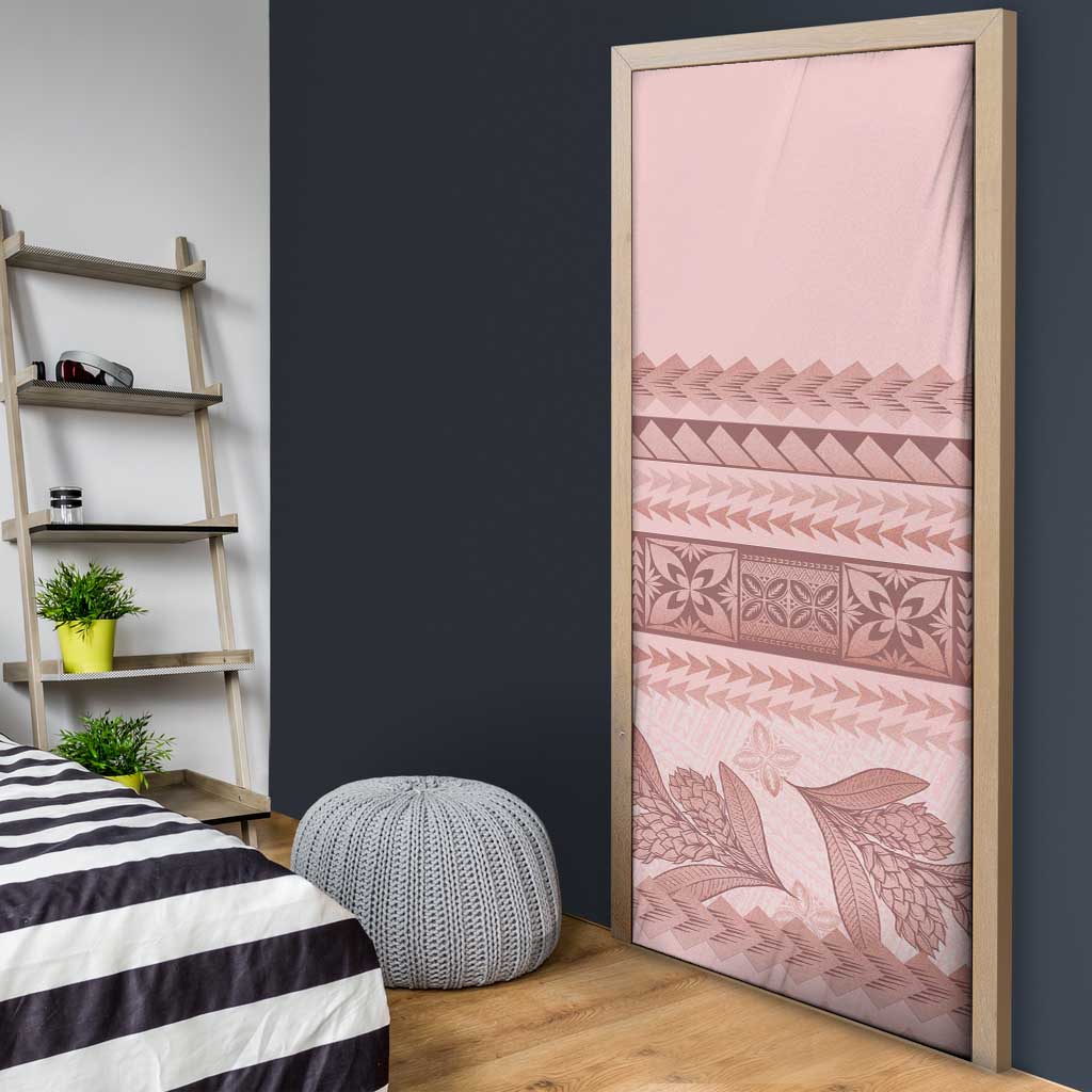 Pastel Pink Samoa Siapo Teuila Flowers Door Cover - Polynesian Pride