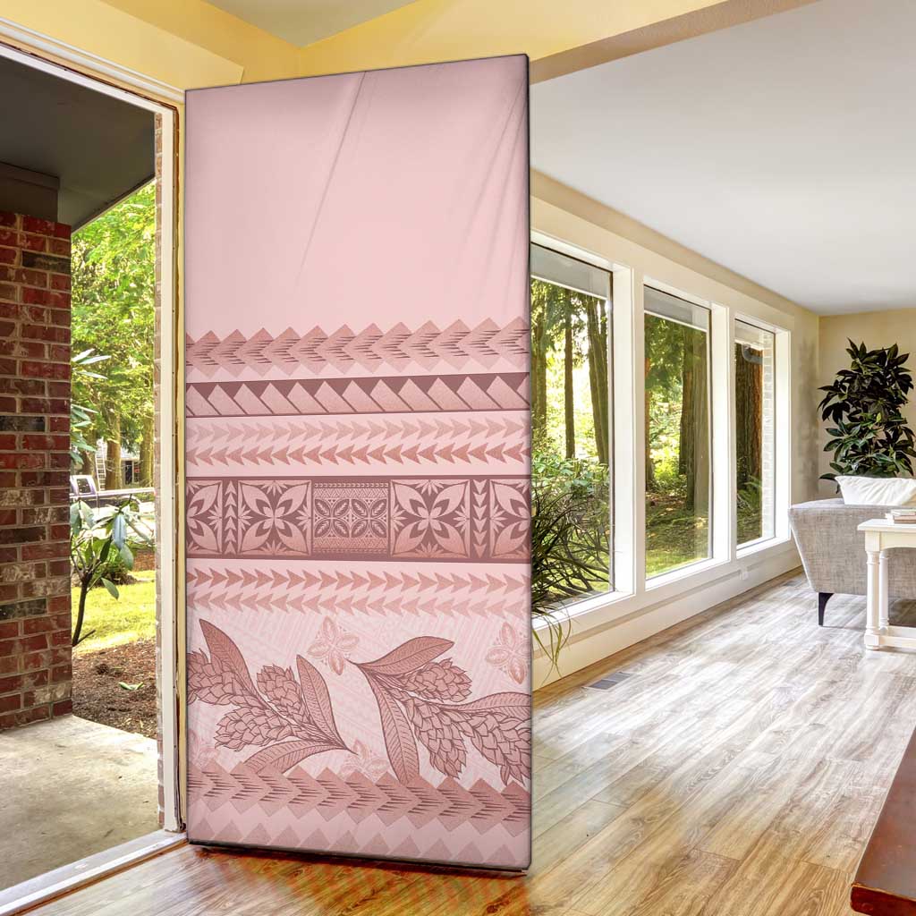 Pastel Pink Samoa Siapo Teuila Flowers Door Cover - Polynesian Pride