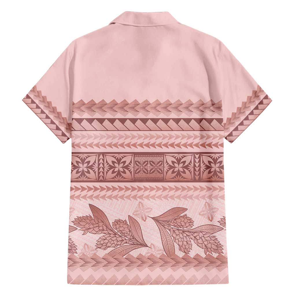 Pastel Pink Samoa Siapo Teuila Flowers Family Matching Off Shoulder Maxi Dress and Hawaiian Shirt - Polynesian Pride