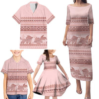 Pastel Pink Samoa Siapo Teuila Flowers Family Matching Puletasi and Hawaiian Shirt LT14 - Polynesian Pride