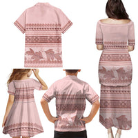 Pastel Pink Samoa Siapo Teuila Flowers Family Matching Puletasi and Hawaiian Shirt LT14 - Polynesian Pride