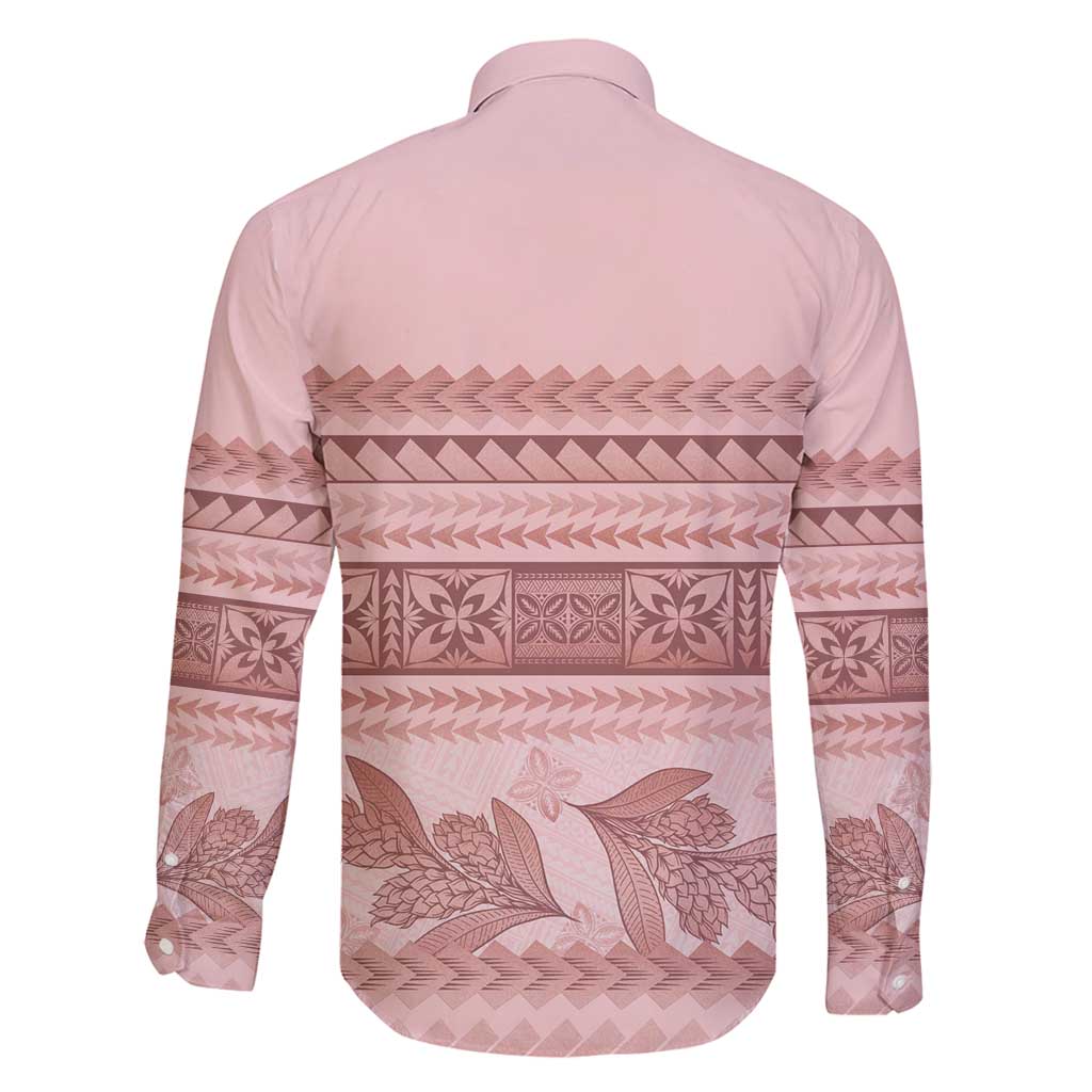 Pastel Pink Samoa Siapo Teuila Flowers Family Matching Puletasi and Hawaiian Shirt LT14 - Polynesian Pride