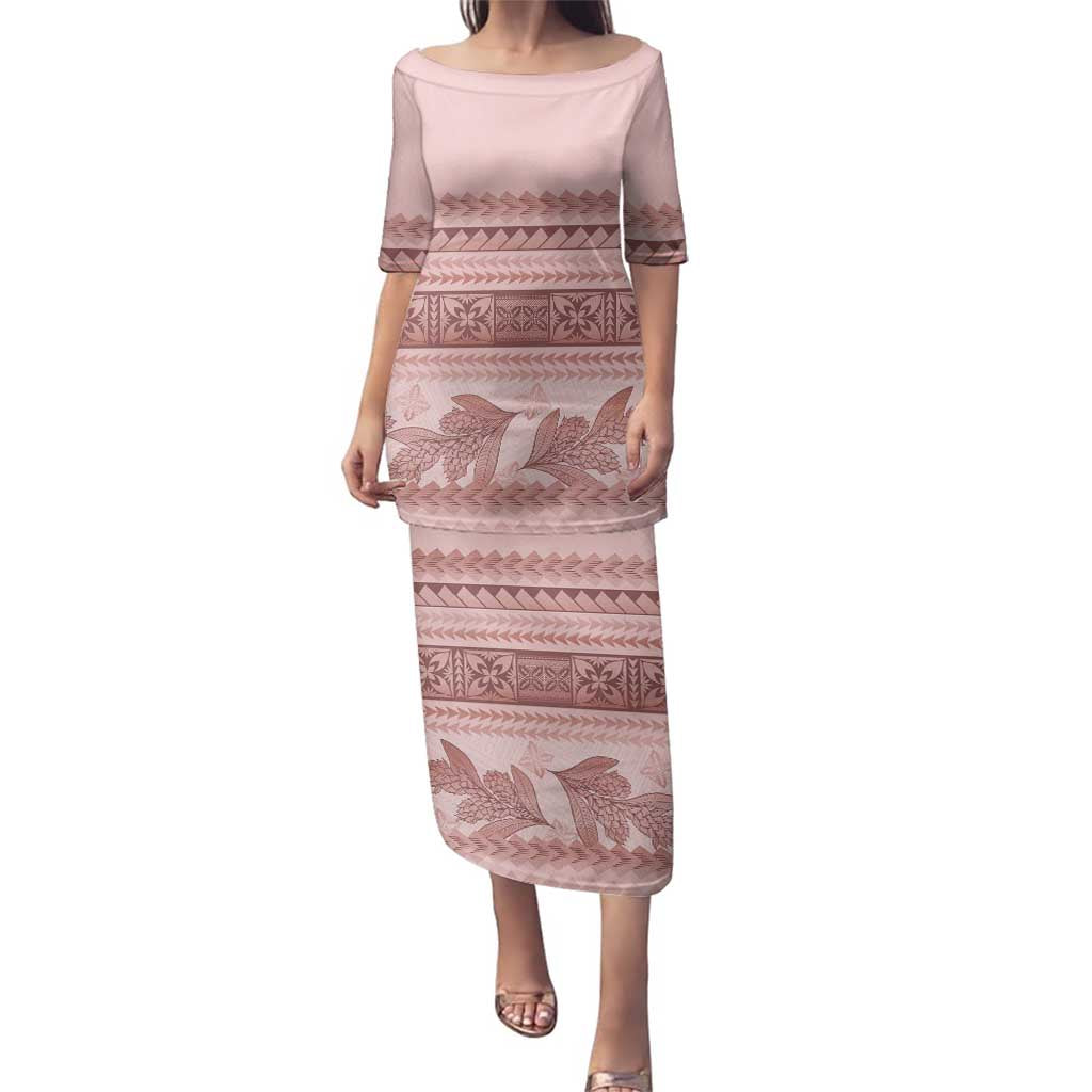 Pastel Pink Samoa Siapo Teuila Flowers Family Matching Puletasi and Hawaiian Shirt LT14 Mom's Dress Pastel Pink - Polynesian Pride
