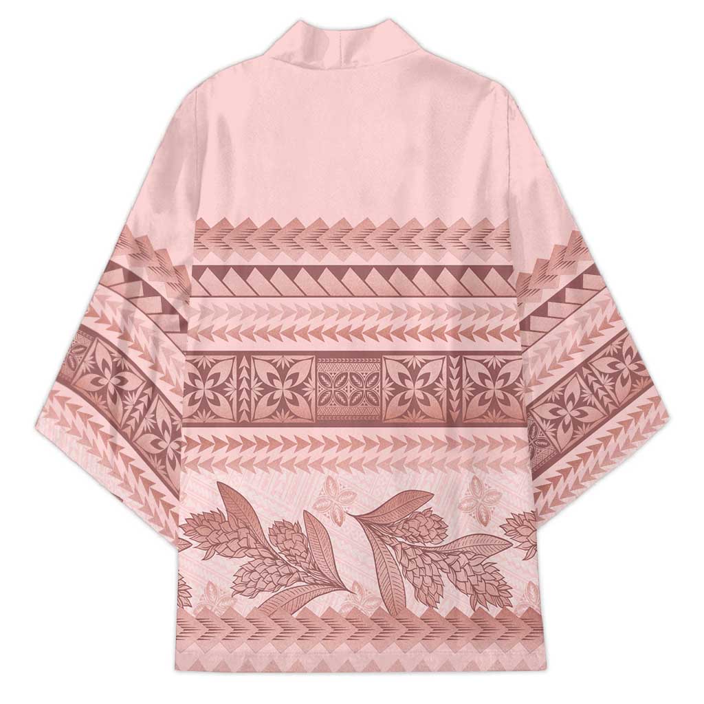 Pastel Pink Samoa Siapo Teuila Flowers Kimono LT14 - Polynesian Pride