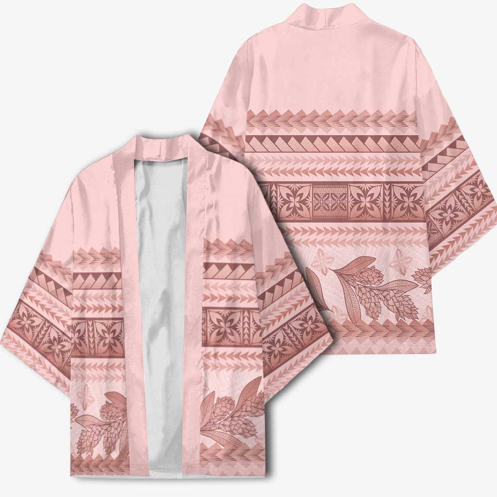 Pastel Pink Samoa Siapo Teuila Flowers Kimono LT14 - Polynesian Pride