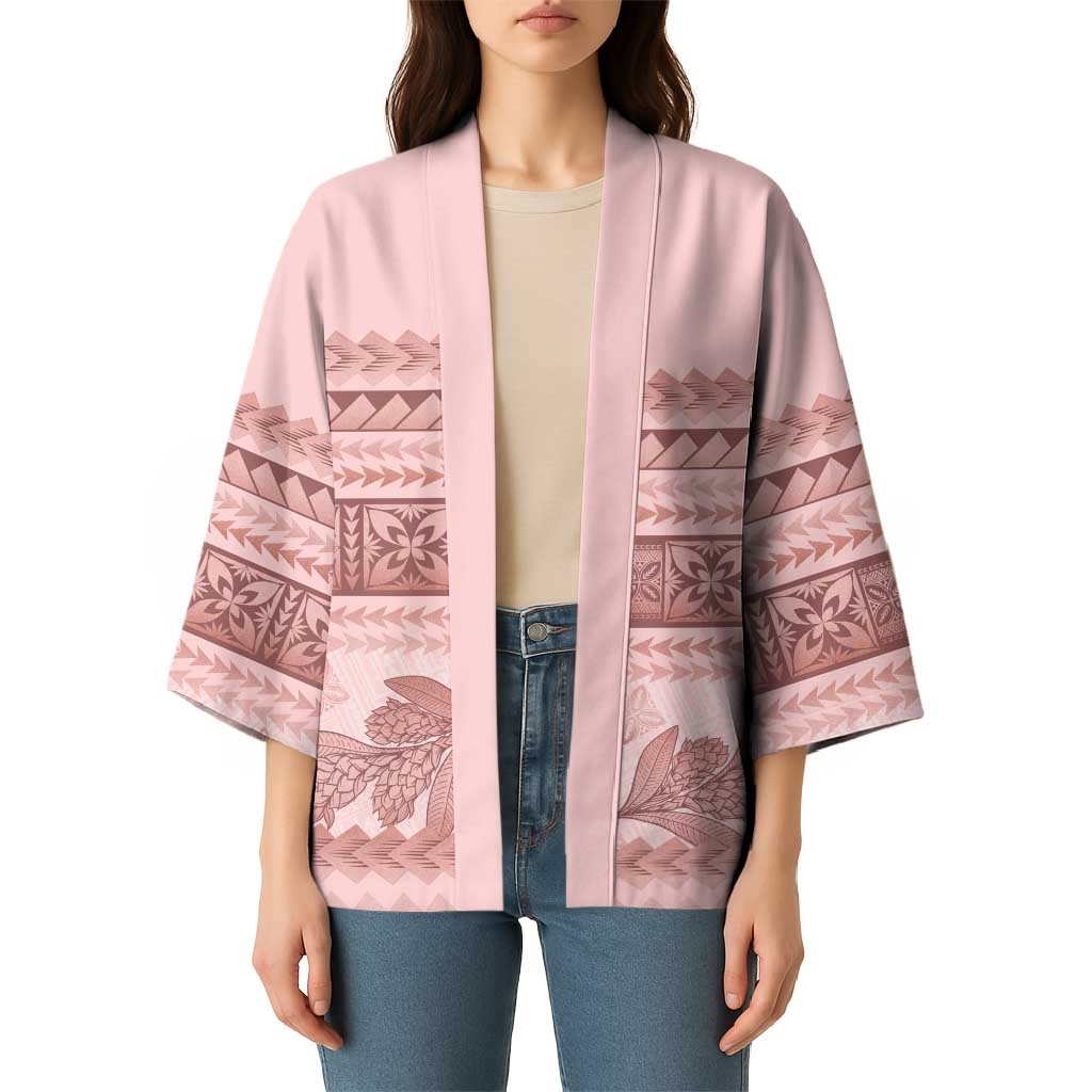 Pastel Pink Samoa Siapo Teuila Flowers Kimono LT14 - Polynesian Pride