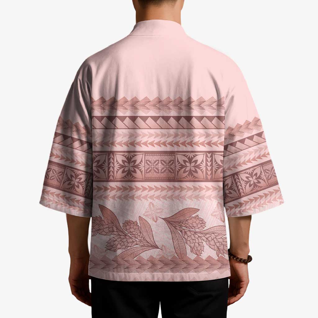 Pastel Pink Samoa Siapo Teuila Flowers Kimono LT14 - Polynesian Pride