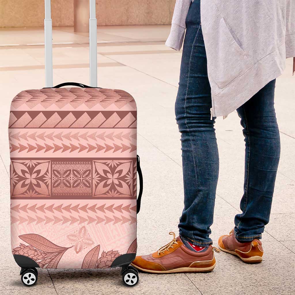 Pastel Pink Samoa Siapo Teuila Flowers Luggage Cover - Polynesian Pride