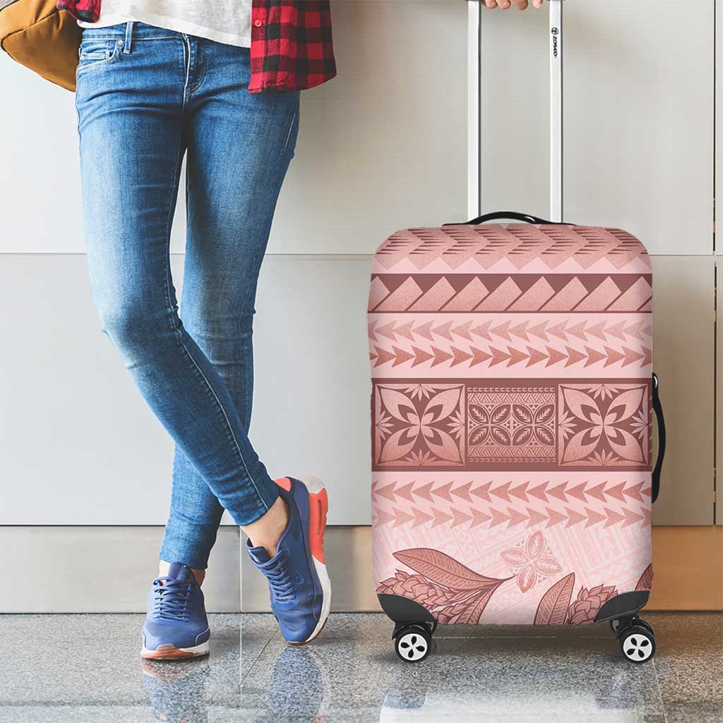Pastel Pink Samoa Siapo Teuila Flowers Luggage Cover - Polynesian Pride