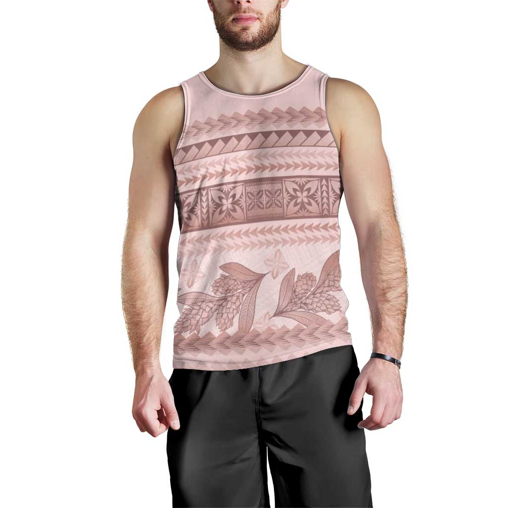 Pastel Pink Samoa Siapo Teuila Flowers Men Tank Top - Polynesian Pride