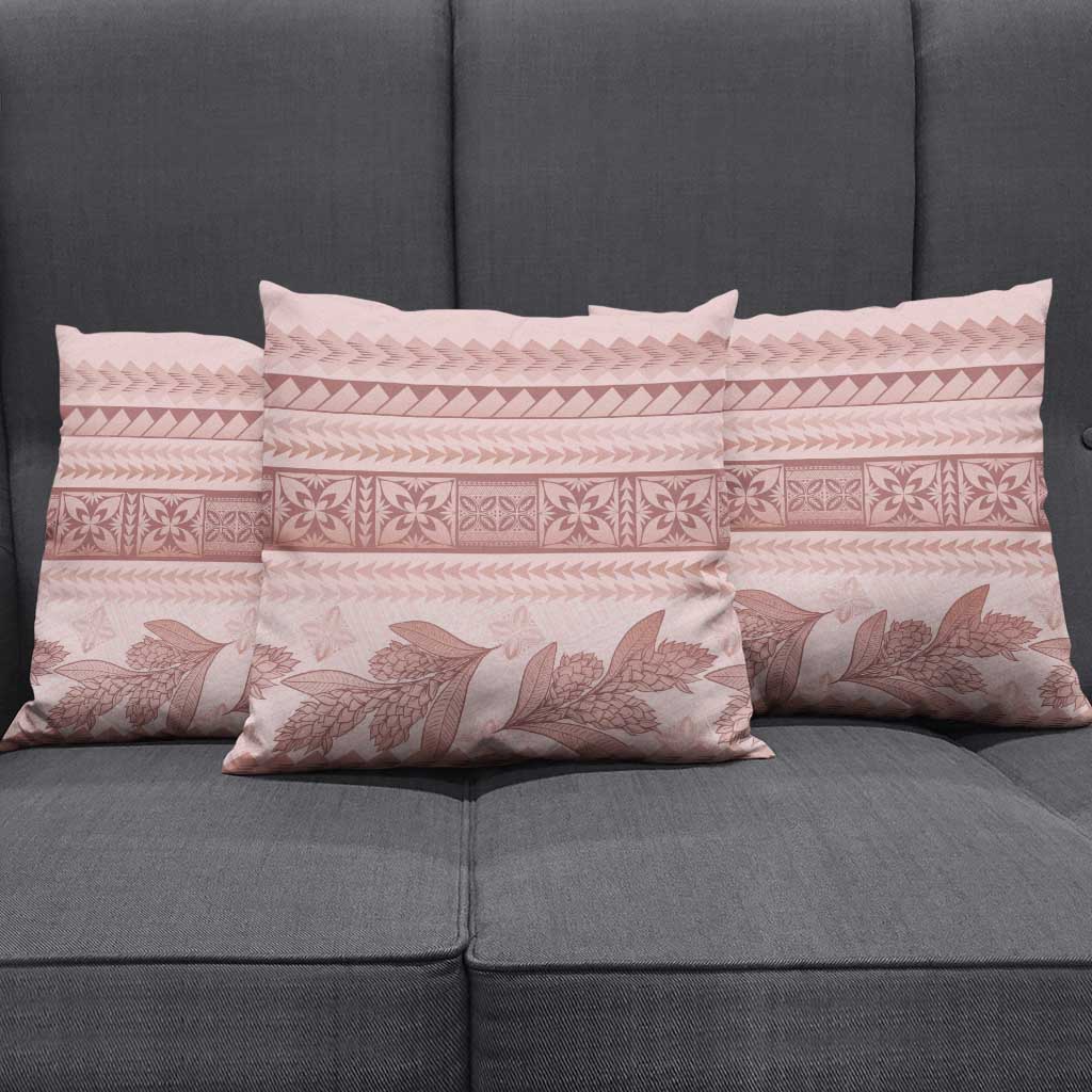 Pastel Pink Samoa Siapo Teuila Flowers Pillow Cover - Polynesian Pride