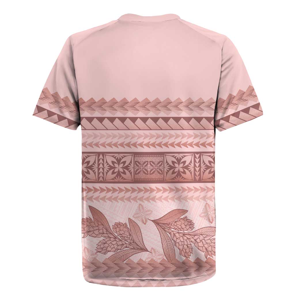 Pastel Pink Samoa Siapo Teuila Flowers Rugby Jersey - Polynesian Pride