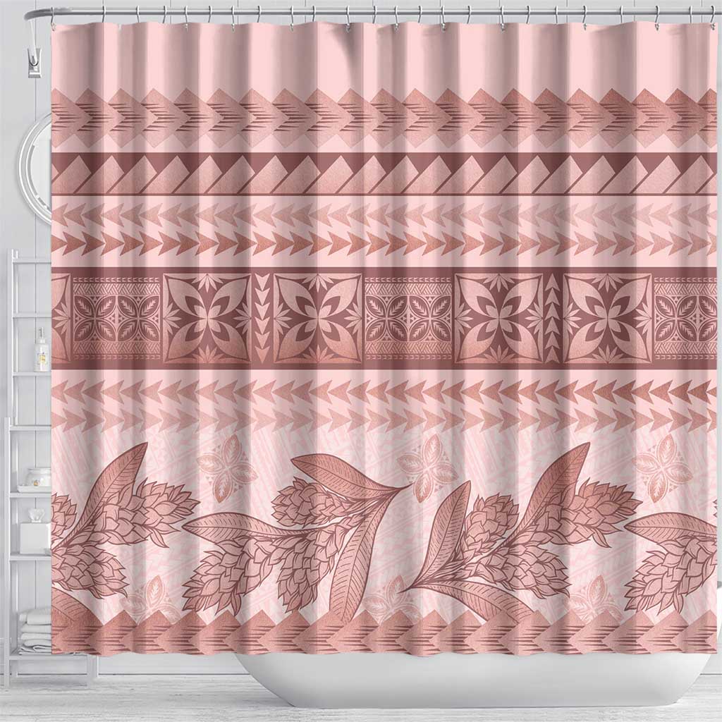 Pastel Pink Samoa Siapo Teuila Flowers Shower Curtain - Polynesian Pride