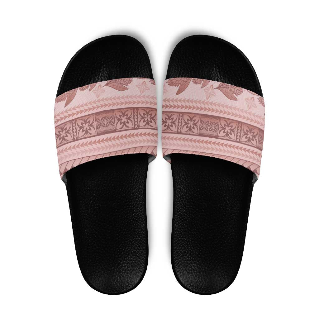 Pastel Pink Samoa Siapo Teuila Flowers Slide Sandals - Polynesian Pride