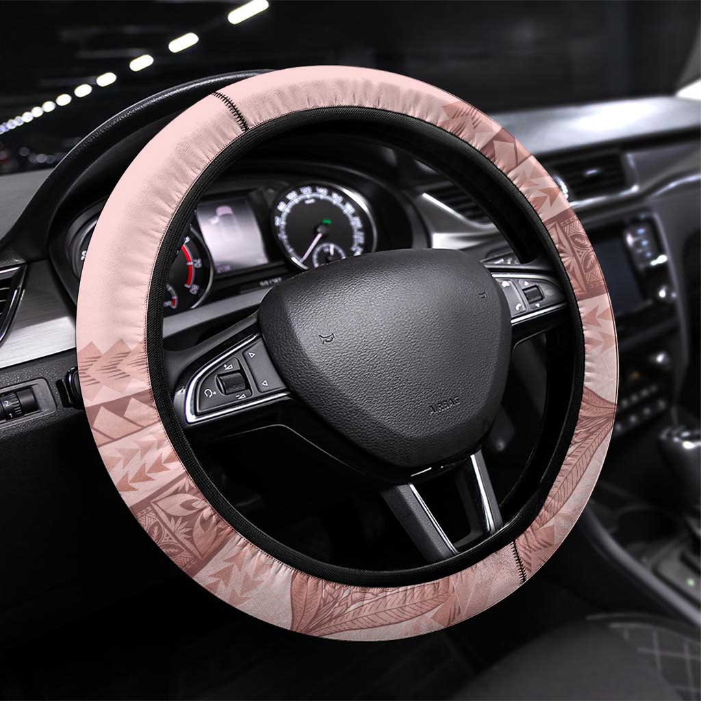 Pastel Pink Samoa Siapo Teuila Flowers Steering Wheel Cover - Polynesian Pride