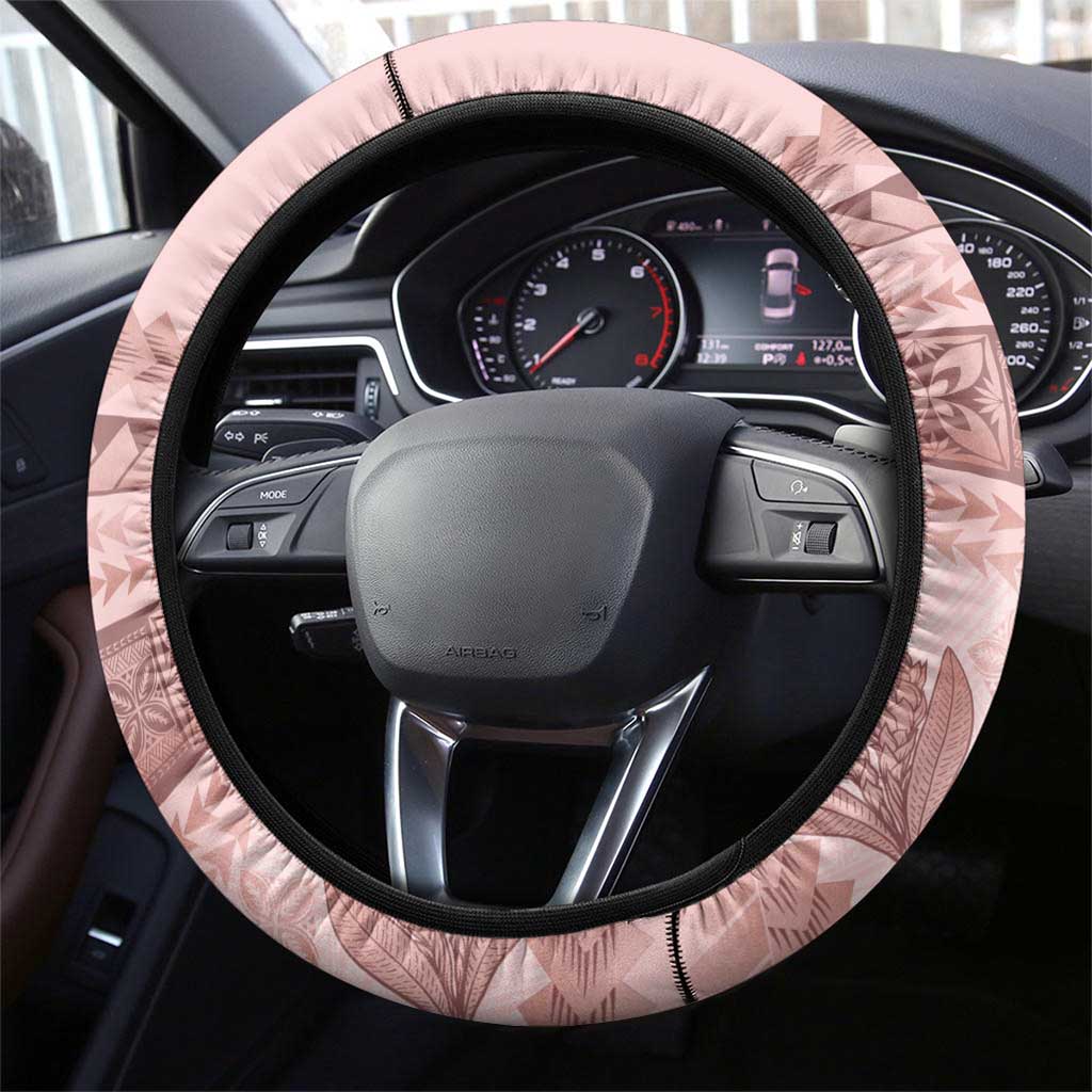 Pastel Pink Samoa Siapo Teuila Flowers Steering Wheel Cover - Polynesian Pride