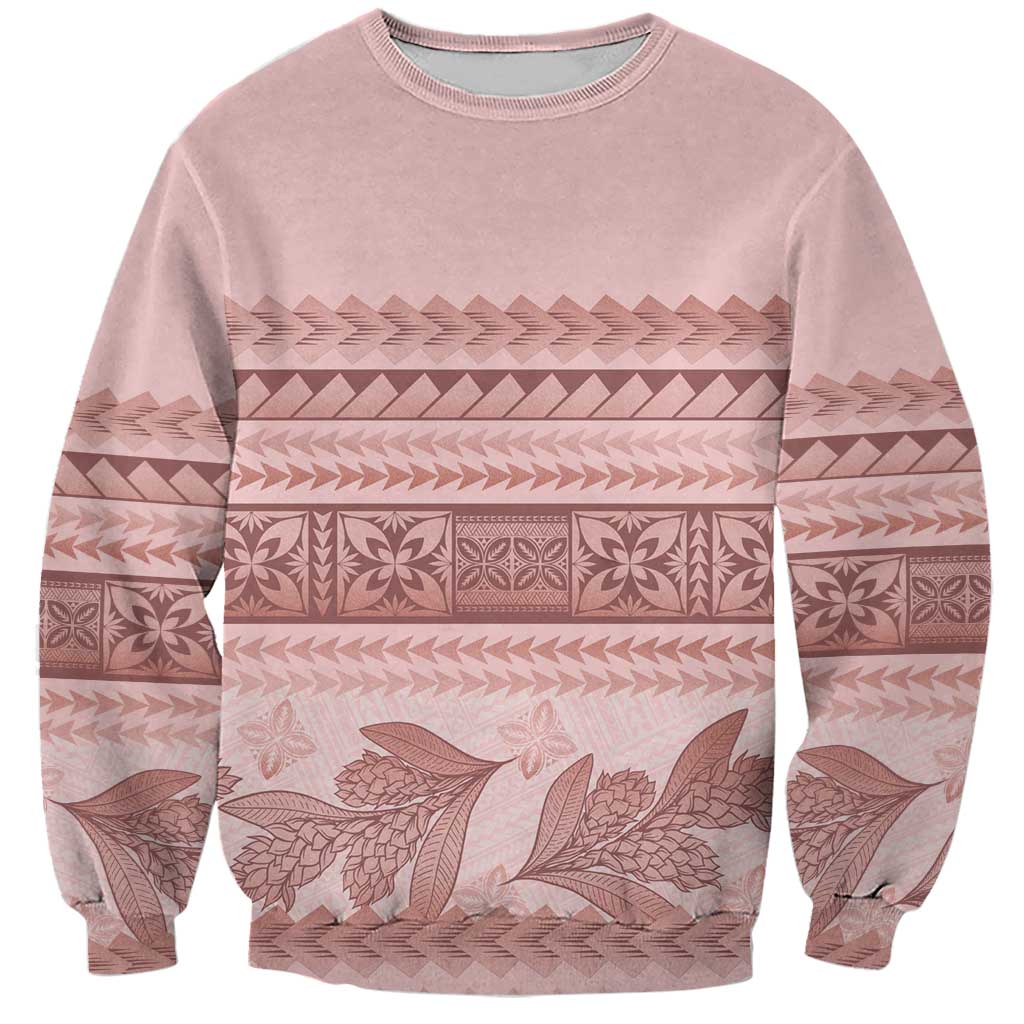 Pastel Pink Samoa Siapo Teuila Flowers Sweatshirt - Polynesian Pride