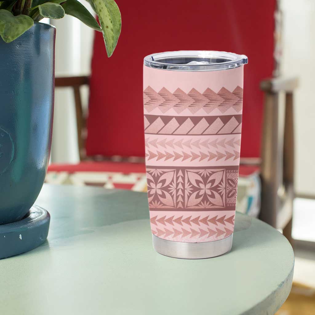 Pastel Pink Samoa Siapo Teuila Flowers Tumbler Cup - Polynesian Pride