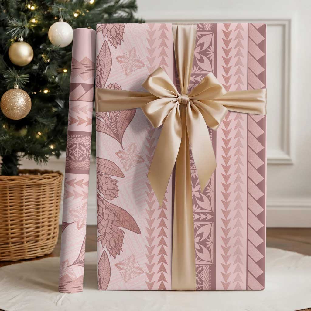 Pastel Pink Samoa Siapo Teuila Flowers Wrapping Paper - Polynesian Pride