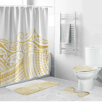 Polynesia White Sunday Bathroom Set Plumeria Polynesian Tribal Gold Color - Polynesian Pride