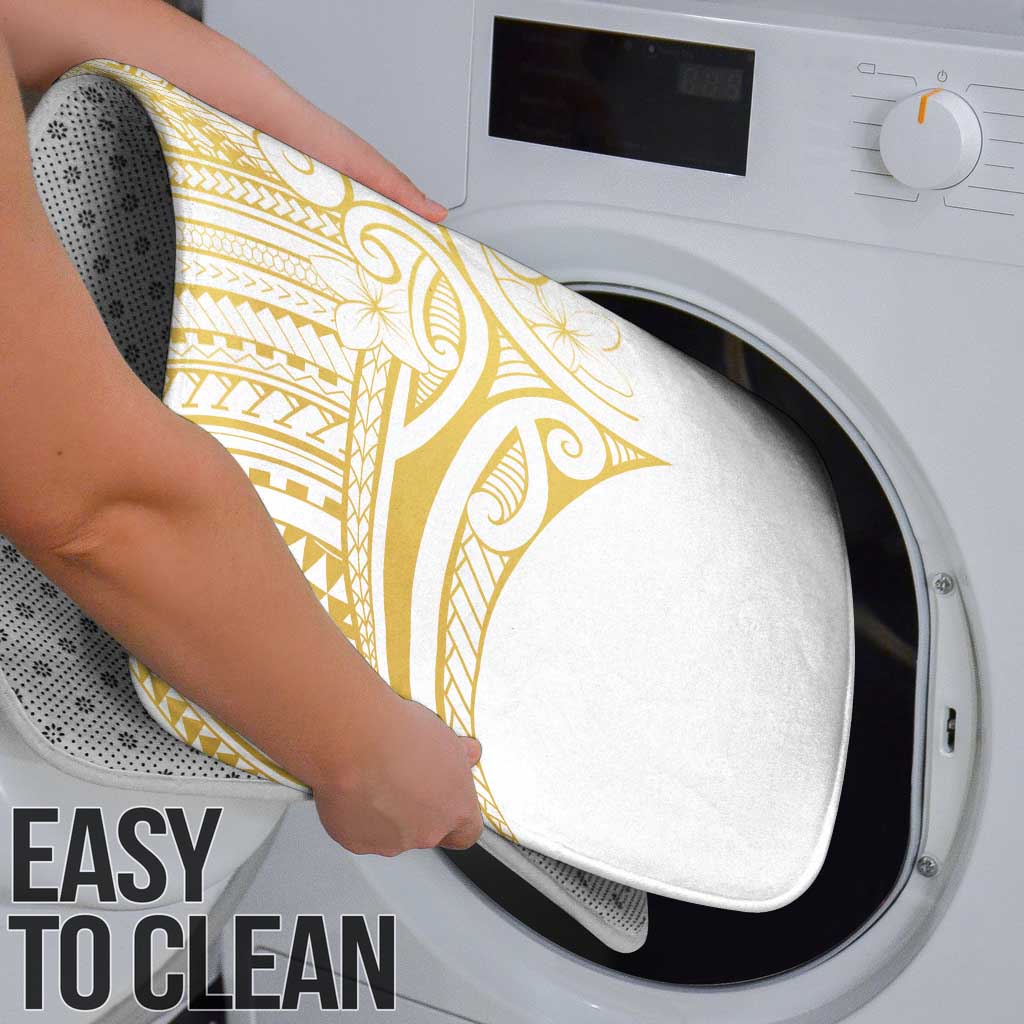 Polynesia White Sunday Bathroom Set Plumeria Polynesian Tribal Gold Color - Polynesian Pride