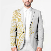 Polynesia White Sunday Blazer Plumeria Polynesian Tribal Gold Color - Polynesian Pride
