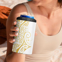 Polynesia White Sunday 4 in 1 Can Cooler Tumbler Plumeria Polynesian Tribal Gold Color - Polynesian Pride