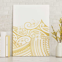 Polynesia White Sunday Canvas Wall Art Plumeria Polynesian Tribal Gold Color - Polynesian Pride