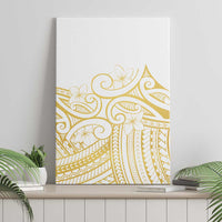 Polynesia White Sunday Canvas Wall Art Plumeria Polynesian Tribal Gold Color - Polynesian Pride