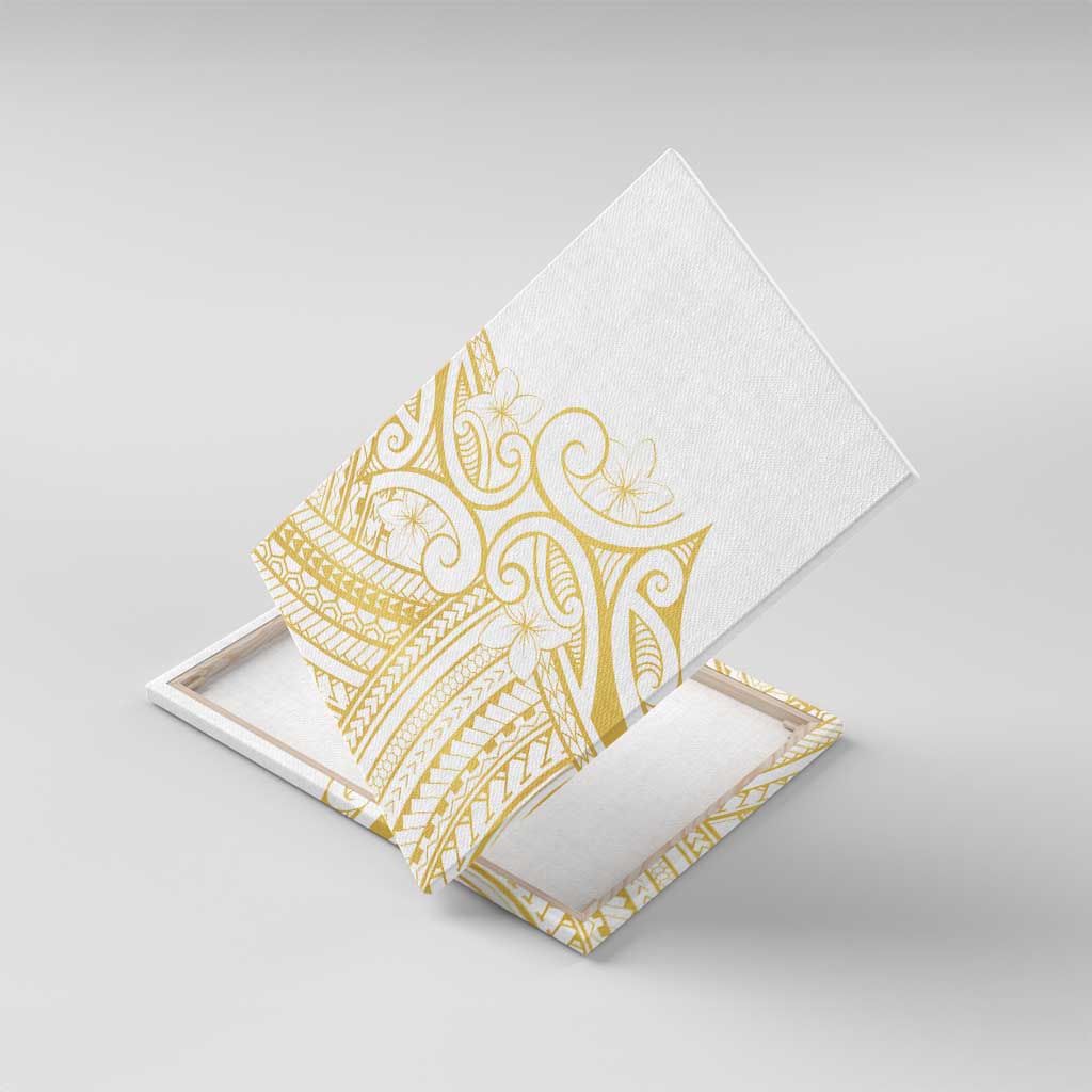 Polynesia White Sunday Canvas Wall Art Plumeria Polynesian Tribal Gold Color - Polynesian Pride
