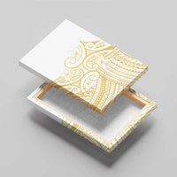 Polynesia White Sunday Canvas Wall Art Plumeria Polynesian Tribal Gold Color - Polynesian Pride