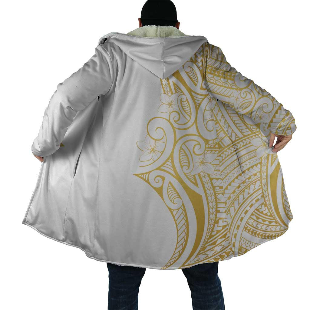 Polynesia White Sunday Cloak Plumeria Polynesian Tribal Gold Color - Polynesian Pride