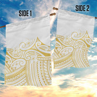 Polynesia White Sunday Garden Flag Plumeria Polynesian Tribal Gold Color - Polynesian Pride