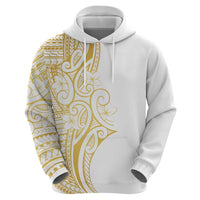 Polynesia White Sunday Hoodie Plumeria Polynesian Tribal Gold Color - Polynesian Pride