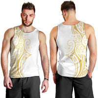 Polynesia White Sunday Men Tank Top Plumeria Polynesian Tribal Gold Color - Polynesian Pride