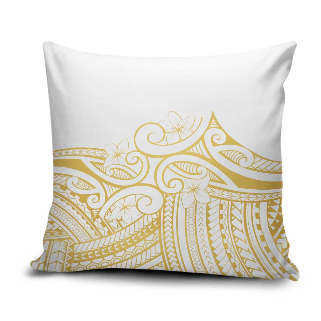 Polynesia White Sunday Pillow Cover Plumeria Polynesian Tribal Gold Color - Polynesian Pride