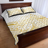 Polynesia White Sunday Quilt Bed Set Plumeria Polynesian Tribal Gold Color - Polynesian Pride