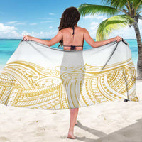 Polynesia White Sunday Sarong Plumeria Polynesian Tribal Gold Color - Polynesian Pride