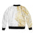 Polynesia White Sunday Sleeve Zip Bomber Jacket Plumeria Polynesian Tribal Gold Color - Polynesian Pride