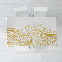 Polynesia White Sunday Tablecloth Plumeria Polynesian Tribal Gold Color - Polynesian Pride