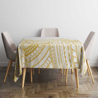 Polynesia White Sunday Tablecloth Plumeria Polynesian Tribal Gold Color - Polynesian Pride