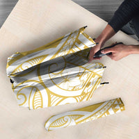 Polynesia White Sunday Umbrella Plumeria Polynesian Tribal Gold Color - Polynesian Pride