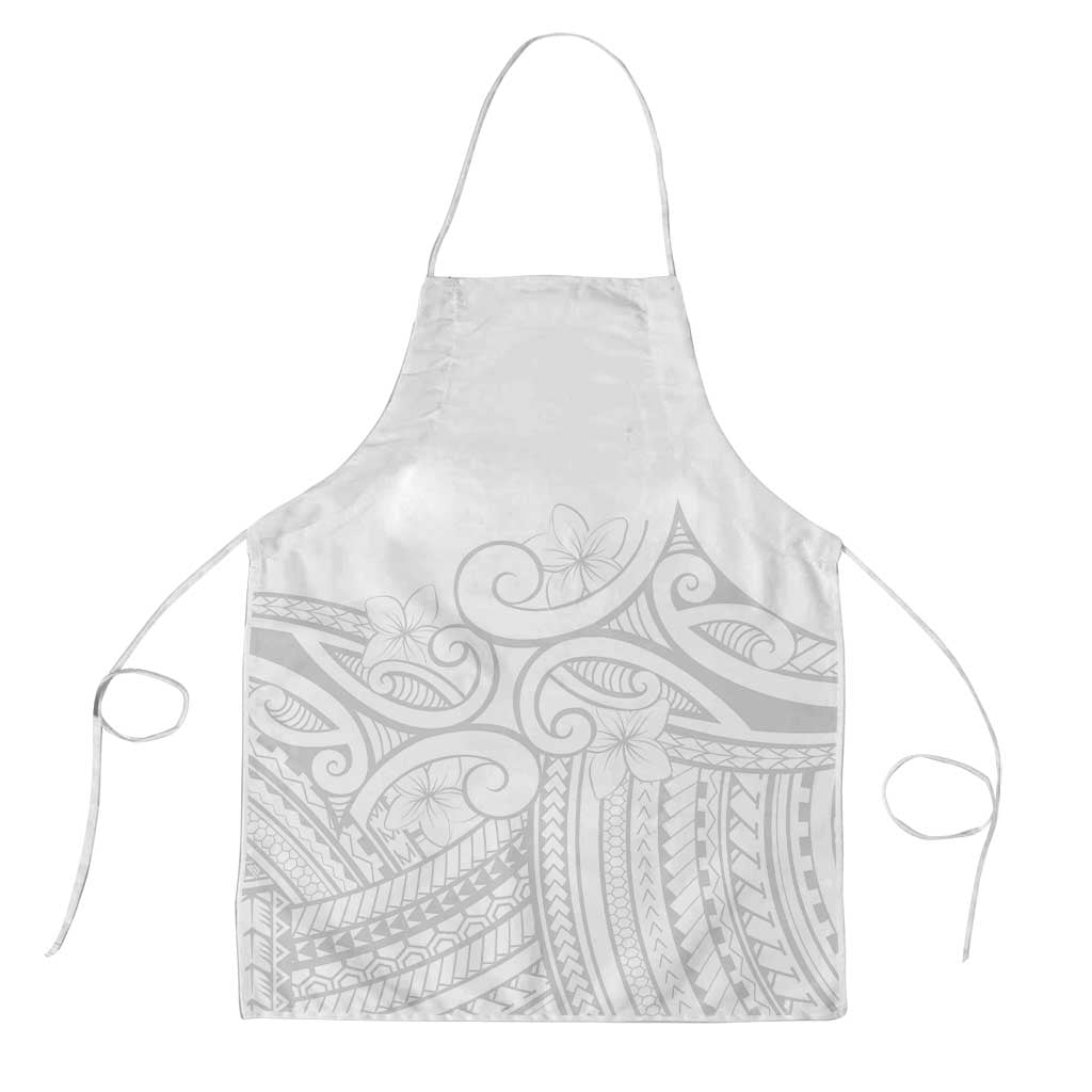 Polynesia White Sunday Apron Plumeria Polynesian Tribal Grey Color - Polynesian Pride