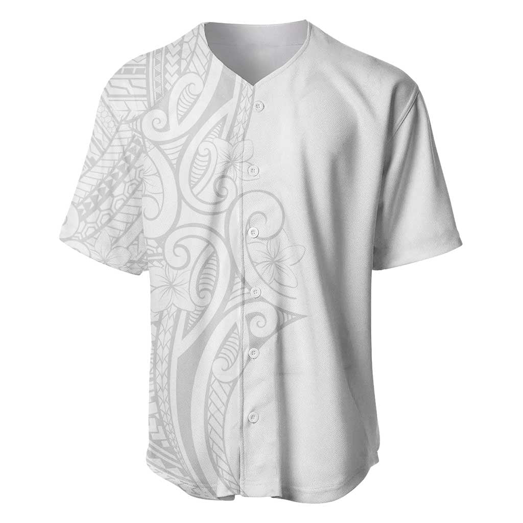 Polynesia White Sunday Baseball Jersey Plumeria Polynesian Tribal Grey Color - Polynesian Pride