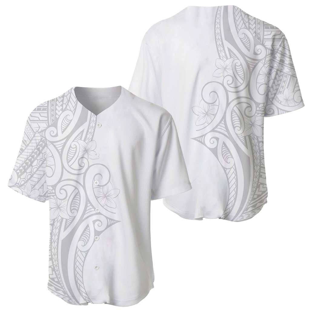 Polynesia White Sunday Baseball Jersey Plumeria Polynesian Tribal Grey Color - Polynesian Pride