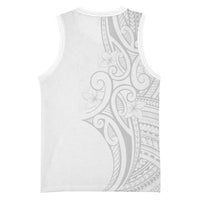 Polynesia White Sunday Basketball Jersey Plumeria Polynesian Tribal Grey Color - Polynesian Pride