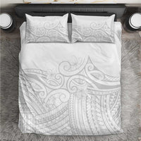 Polynesia White Sunday Bedding Set Plumeria Polynesian Tribal Grey Color - Polynesian Pride