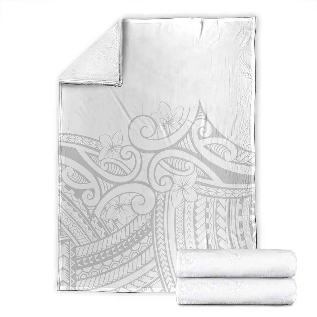 Polynesia White Sunday Blanket Plumeria Polynesian Tribal Grey Color - Polynesian Pride