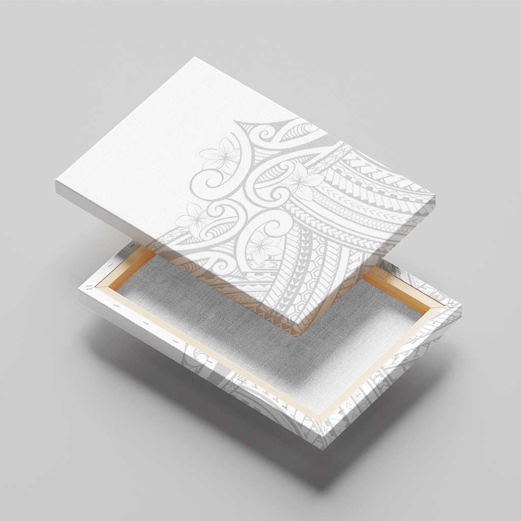 Polynesia White Sunday Canvas Wall Art Plumeria Polynesian Tribal Grey Color - Polynesian Pride